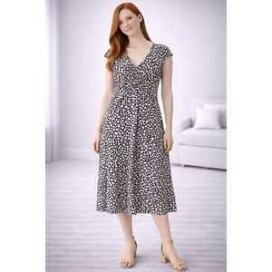 dressbarn Polka-dot Cap Sleeve Dress Brown 8